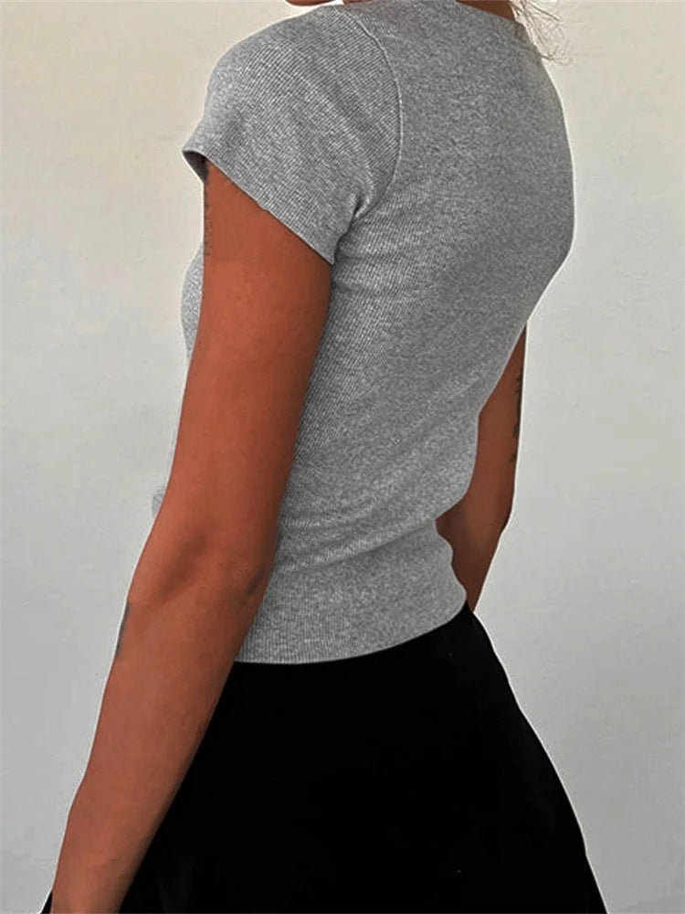 Round Neck Pullover Short Sleeve Top