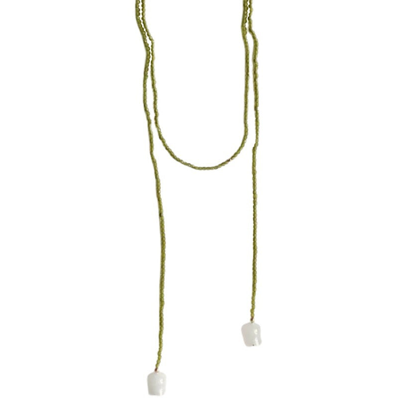White Lily Winding Necklace