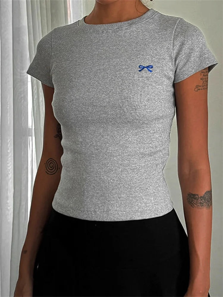 Round Neck Pullover Short Sleeve Top