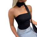 Summer Tight Three-dimensional Flower Ribbon Tube Top