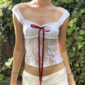 Lace Pleated Chest Low Collar Top