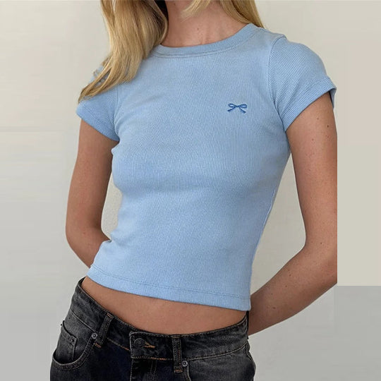 Round Neck Pullover Short Sleeve Top