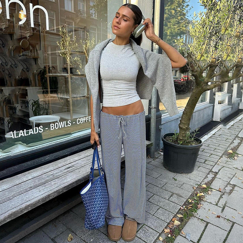 Casual Lace Up Home Wide-leg Pants