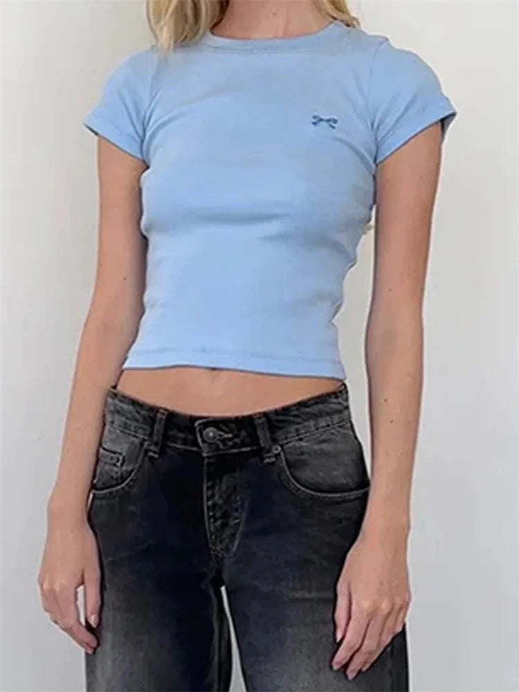 Round Neck Pullover Short Sleeve Top