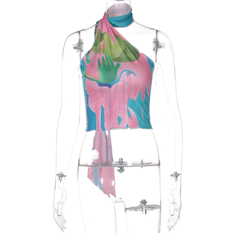 Summer Printed Ribbon-free Top